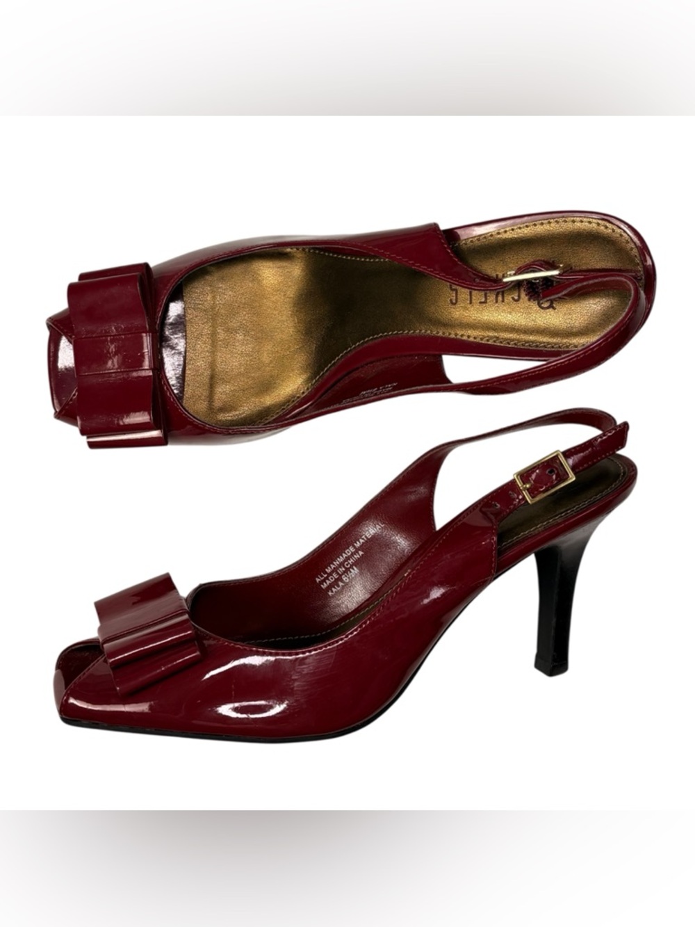 Vintage Burgundy Patent Bow Slingback Heels